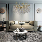 Salome Round Gold Clear Crystal Branch Chandelier For Living Room